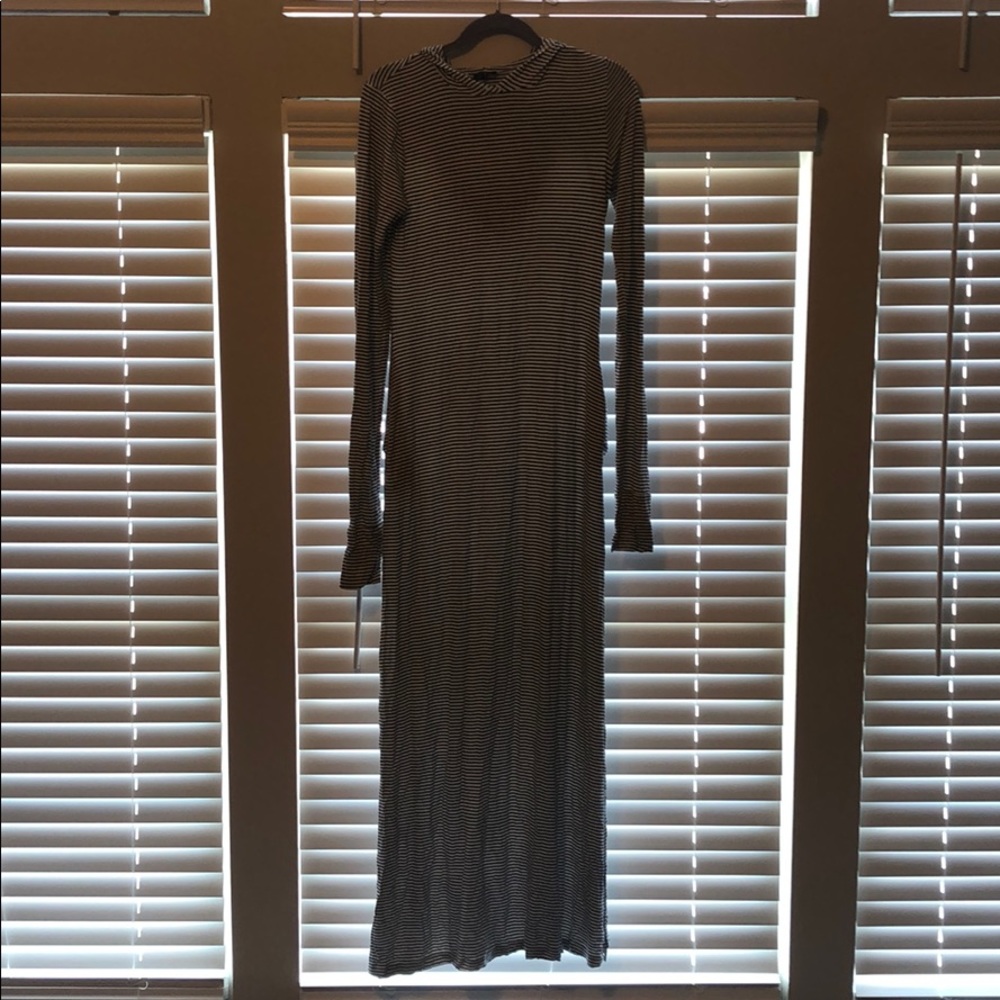 sen navy & white striped hooded dress with pockets